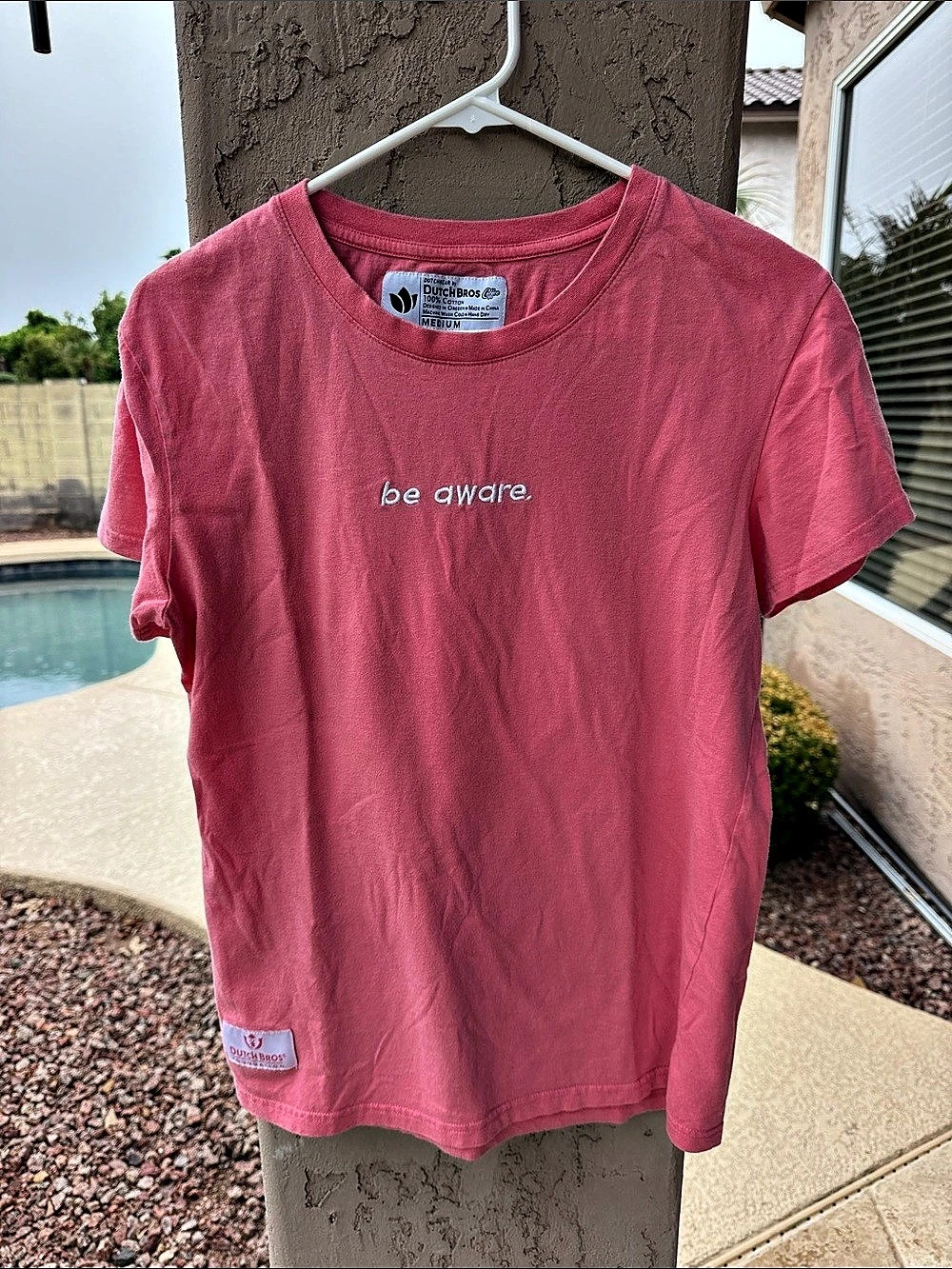 Dutch Bros Dutchwear by Dutch Bros Coffee Be Aware Pink Cotton Tee Size Medium